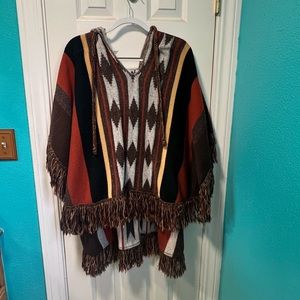 Vintage Cuddle Knit hooded poncho sweater